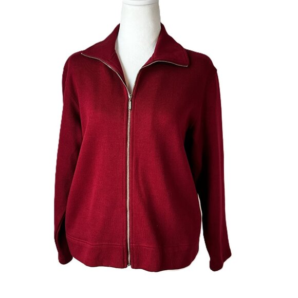 ❤️ Talbots Red Full-Zip Sweater - Size Small 100% cotton  elegant + high-quality - Picture 1 of 10